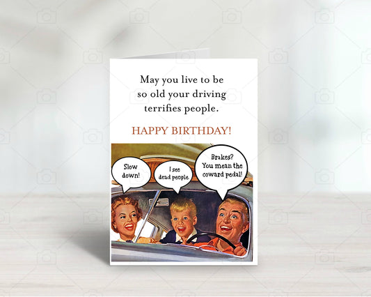 Funny Dad Driving Birthday Greeting Card