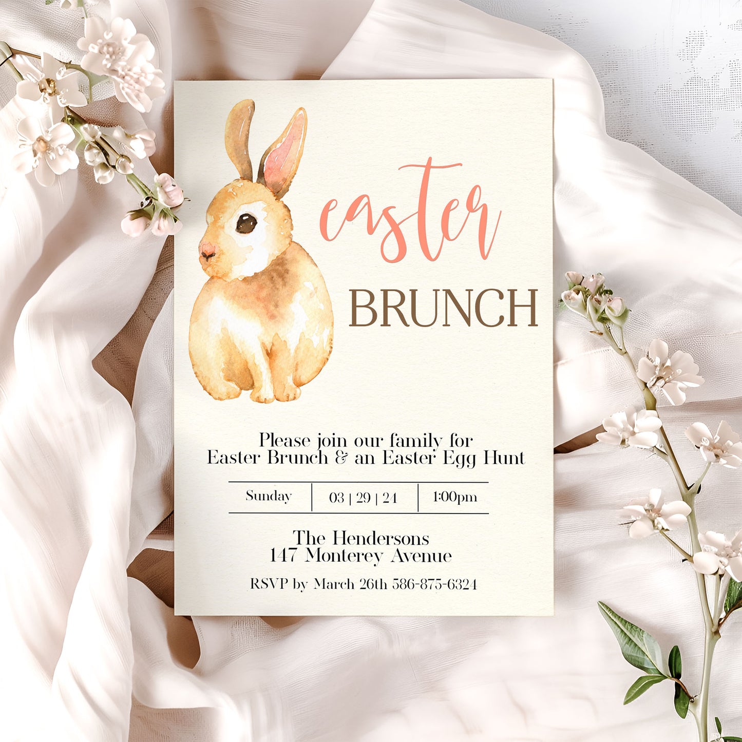 Easter Brunch Bunny Invitation (Digital Download)