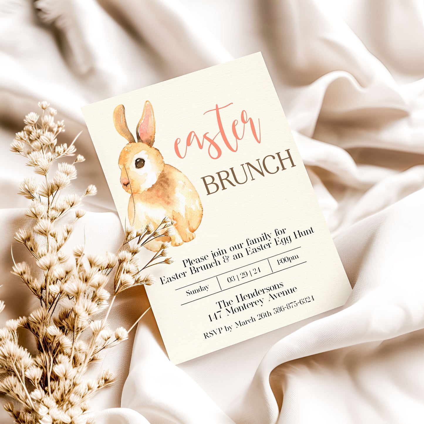 Easter Brunch Bunny Invitation (Digital Download)