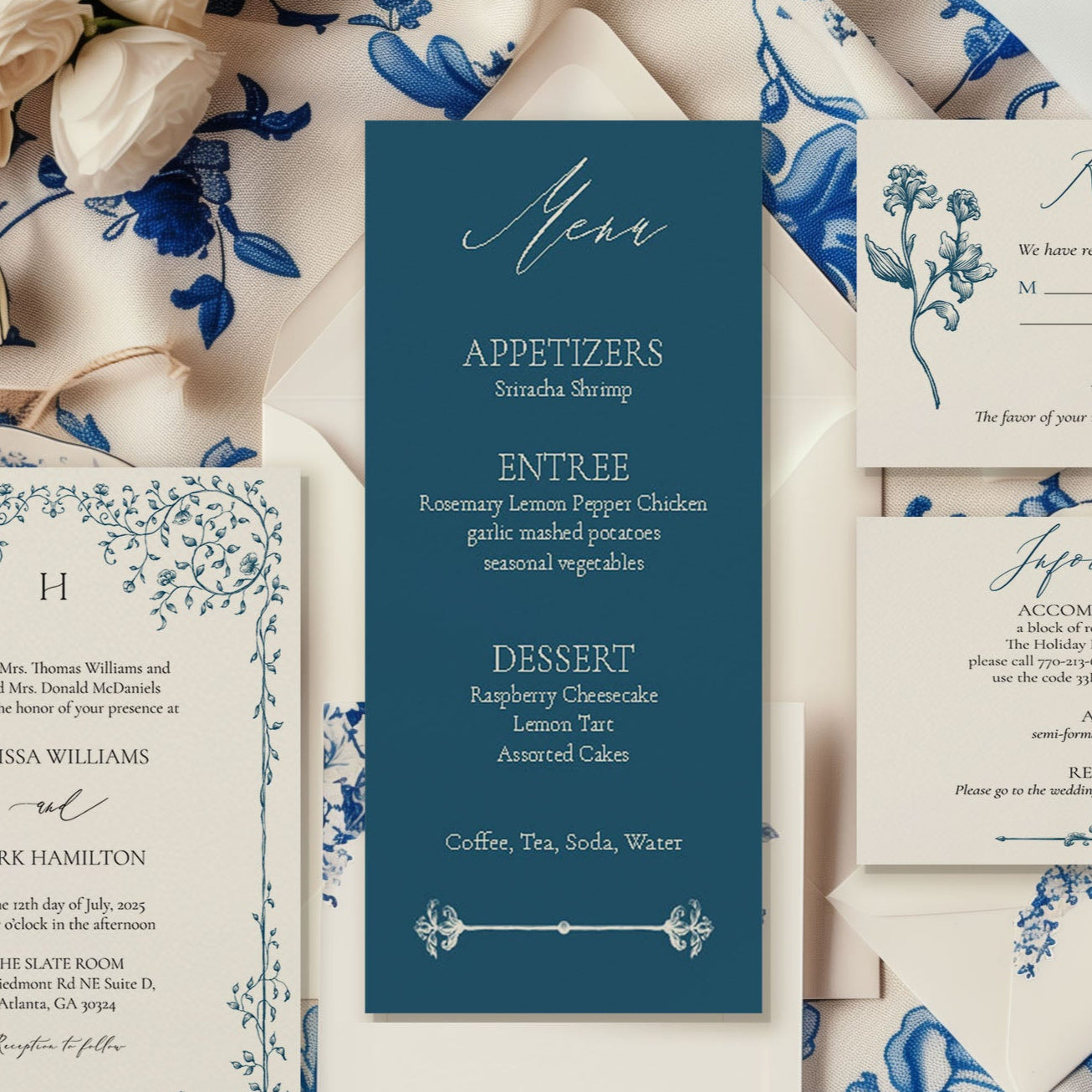 Vintage Elegant Blue Menu