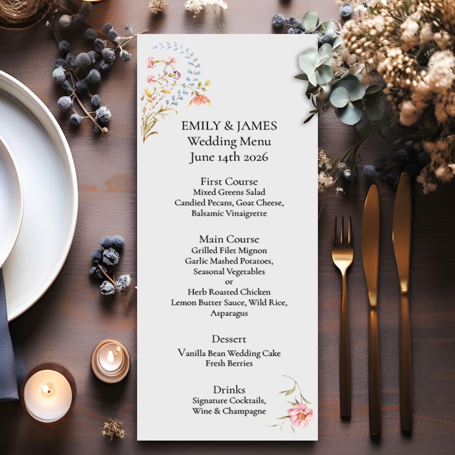 Wildflower Garden Menu