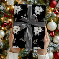 Elegant Black Floral Wrapping Paper Sheets