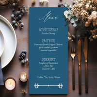 Vintage Elegant Blue Menu