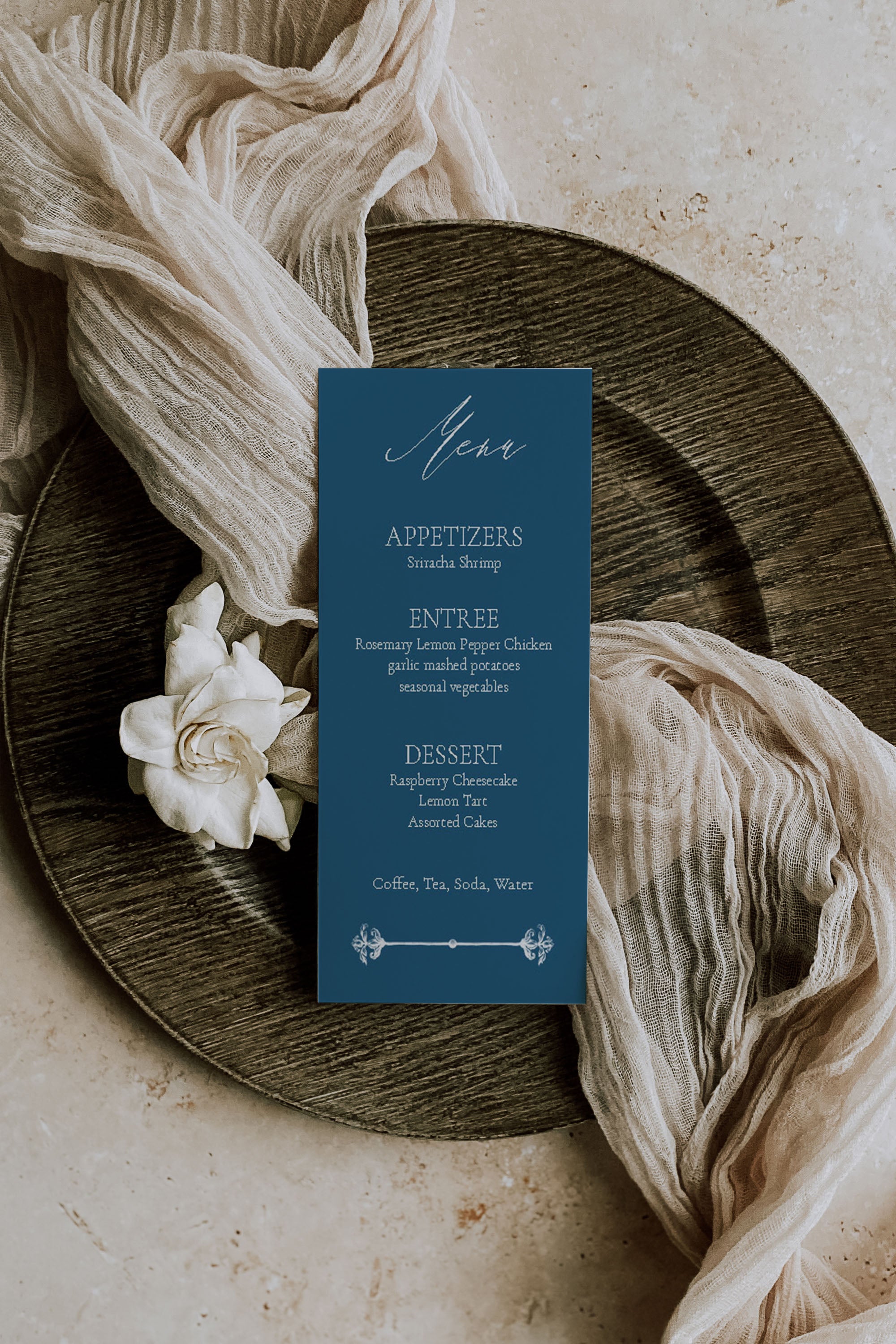 Vintage Elegant Blue Menu