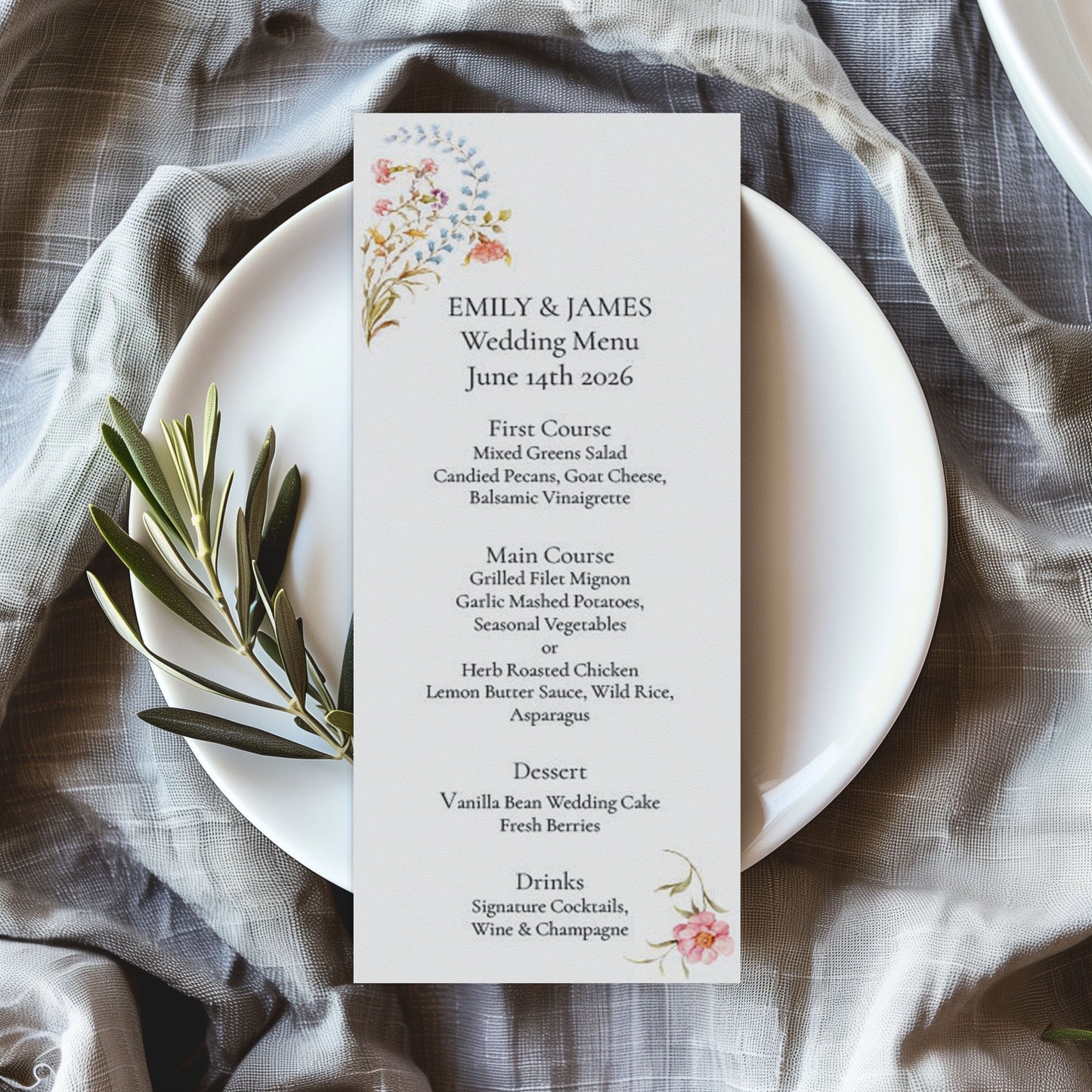 Wildflower Garden Menu