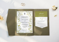 Greenery Monogram Elegant Wedding Invitation Suite