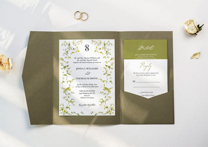 Greenery Monogram Elegant Wedding Invitation Suite