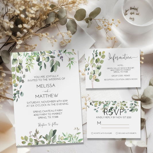 Eucalyptus Greenery Wedding Invitation