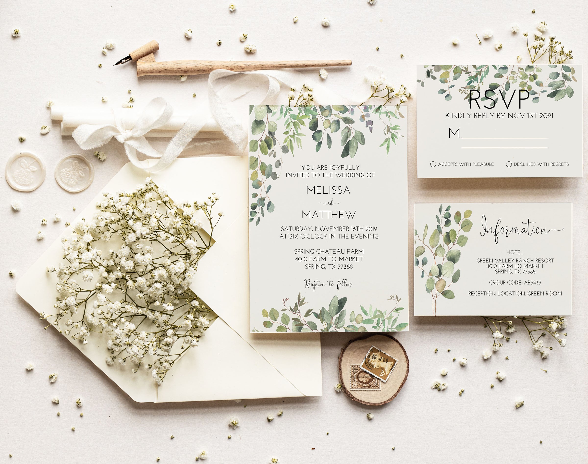 Eucalyptus Greenery Wedding Invitation