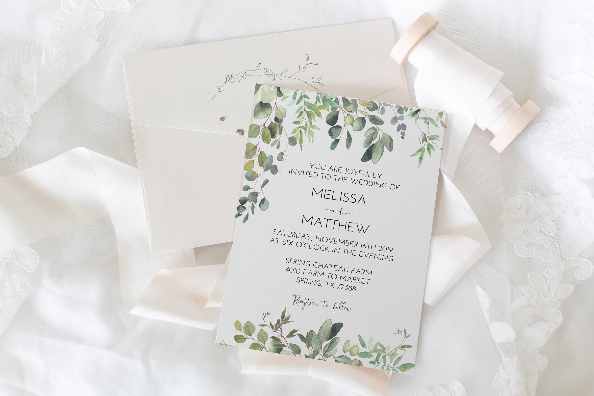 Eucalyptus Greenery Wedding Invitation