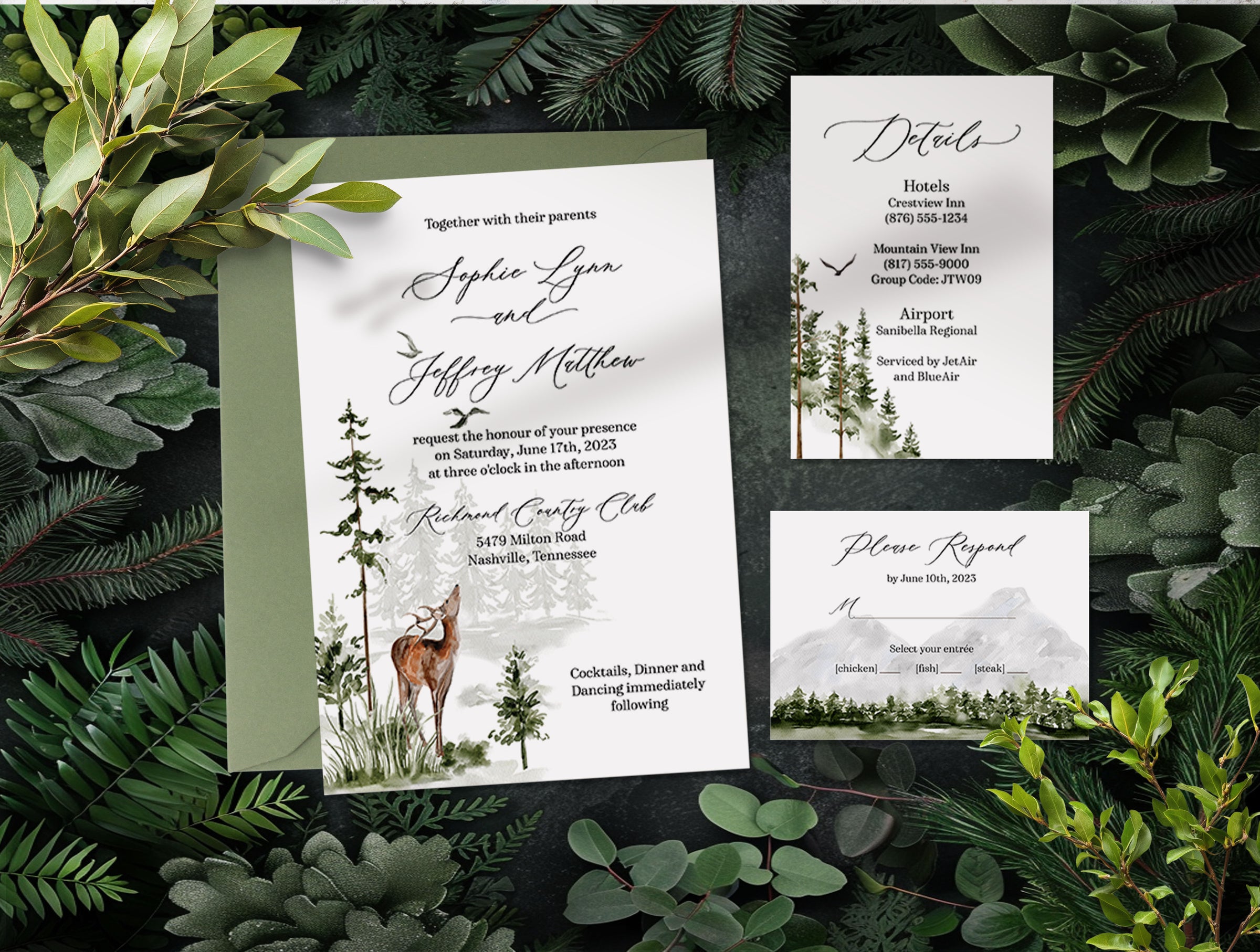 Evergreen Forest Wedding Invitation