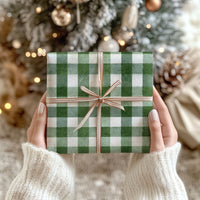 Winter Evergreen Checkered Christmas Wrapping Paper Roll
