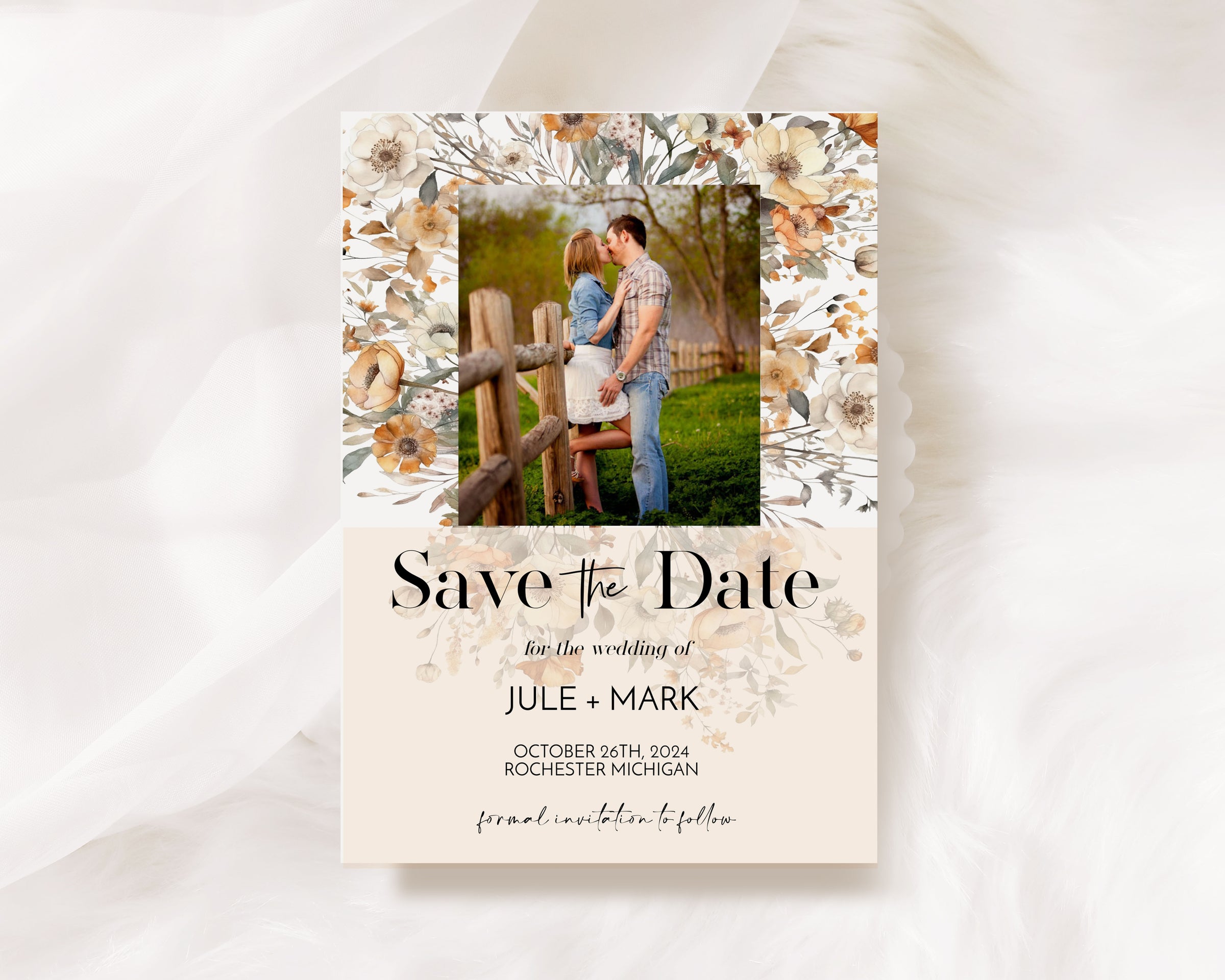 Fall Wildflower Photo Save the Date Template Editable Invitation Corjl Digital Download