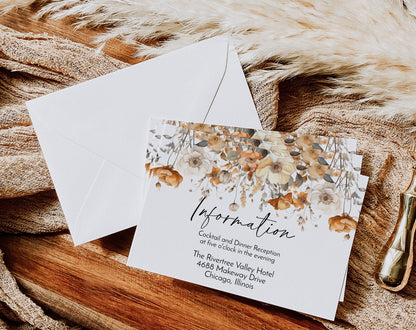 Fall Wildflower Floral Wedding Invitation Template Editable Invitation Corjl Digital Download