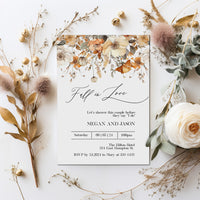 Fall in Love Floral Couples Bridal Shower Invitation Template Editable Invitation Corjl Digital Download