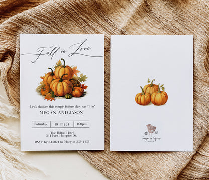 Fall in Love Pumpkins Bridal Shower Invitation Template Editable Invitation Corjl Digital Download