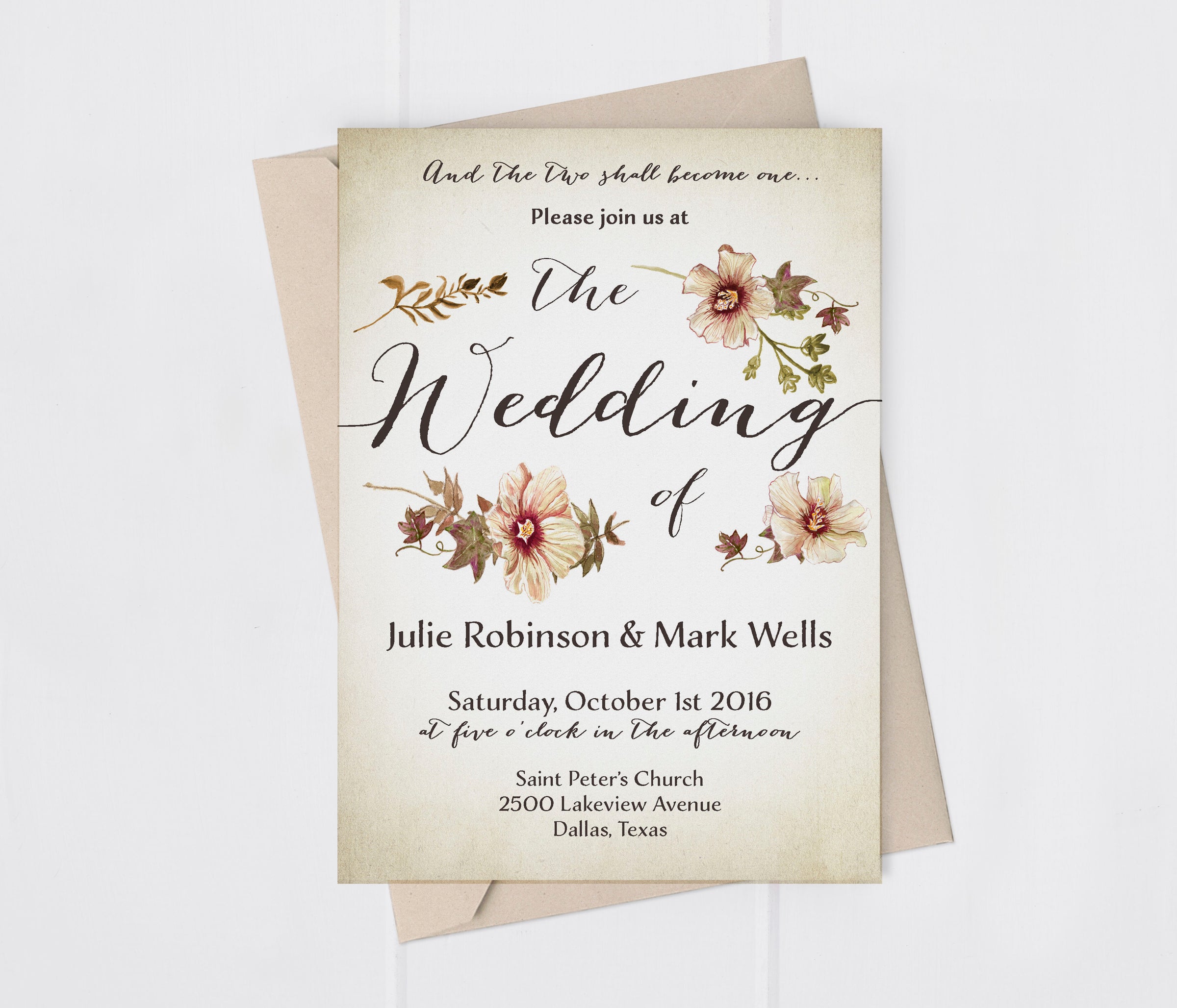 Fall Blossoms Wedding Invitation Suite