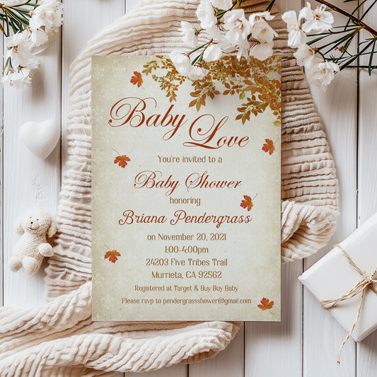 Fall Baby Love Baby Shower Invitation