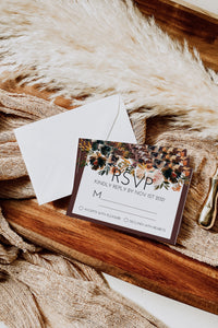 Fall Boho Floral Wedding Invitation Suite