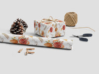Fall Floral White Wrapping Paper Roll