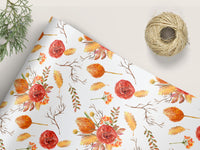 Fall Floral White Wrapping Paper Roll