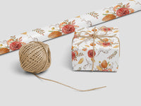 Fall Floral White Wrapping Paper Roll