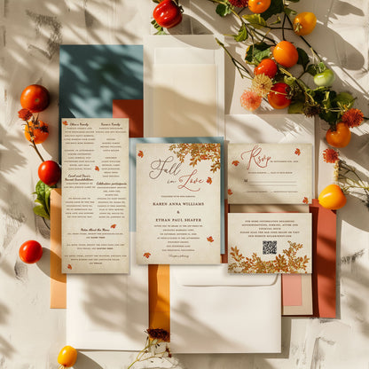 Fall In Love Elegant Font Wedding Invitation