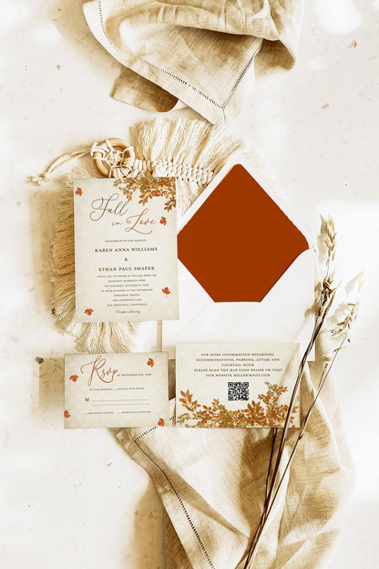 Fall In Love Elegant Font Wedding Invitation