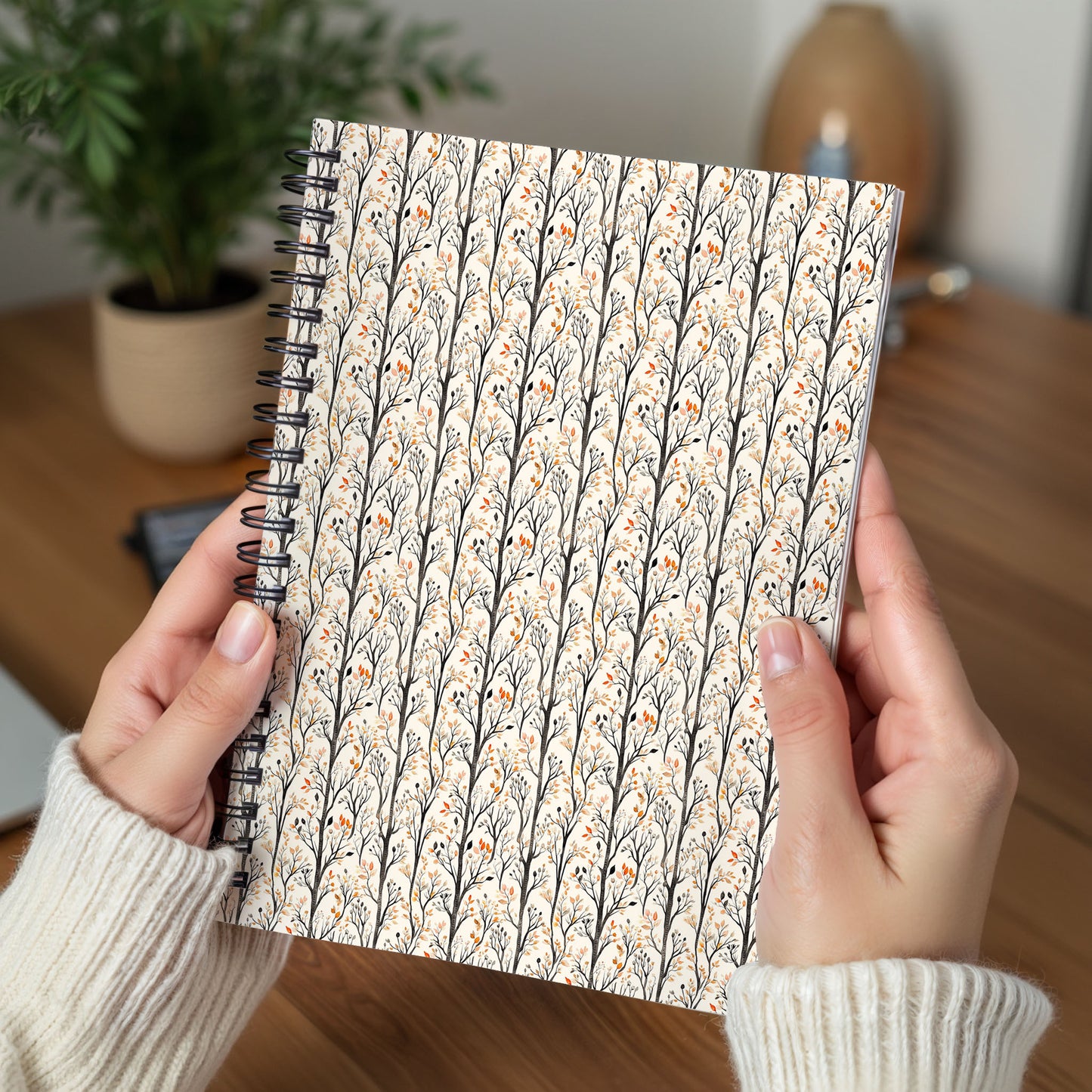 Floral Twig Spiral Notebook — Ruled Lined Journal for Notes & Sketches