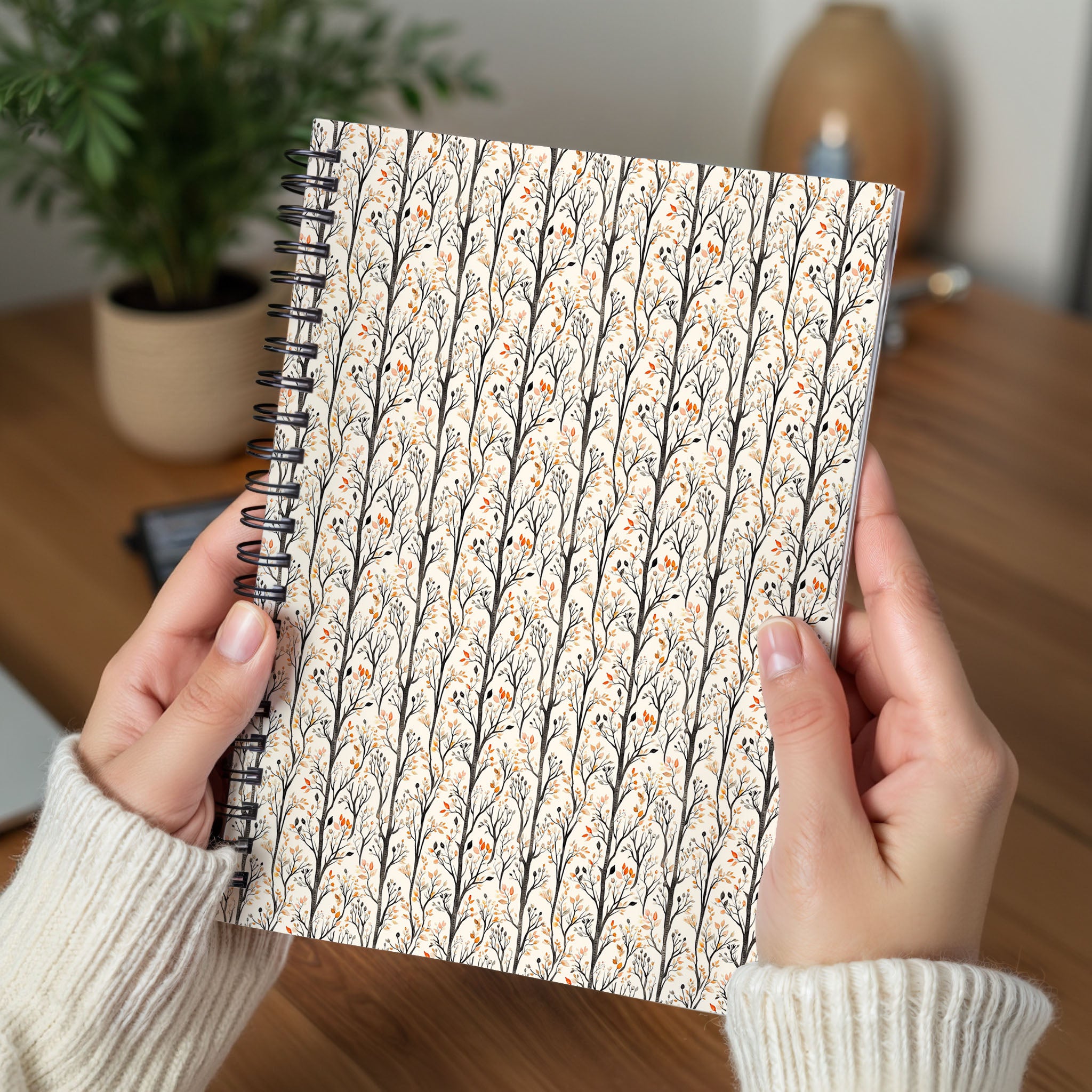 Floral Twig Spiral Notebook — Ruled Lined Journal for Notes & Sketches