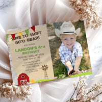 Country Farm with Red Barn Birthday Photo Invitation- Printable
