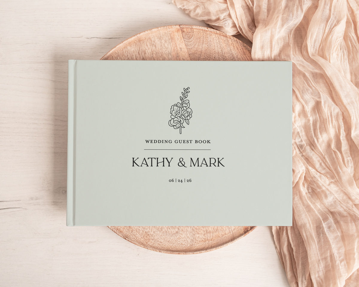 Floral Icon Modern Wedding Guest Book