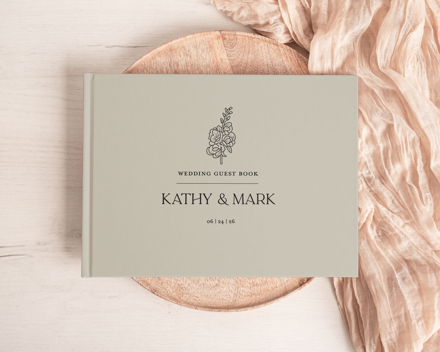 Floral Icon Modern Wedding Guest Book