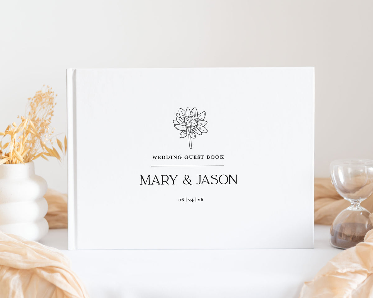 Floral Icon Modern Wedding Guest Book