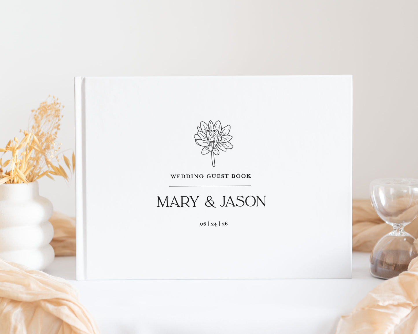 Floral Icon Modern Wedding Guest Book