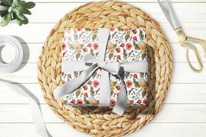 Botanical Floral Bird Wrapping Paper (5 Sheets)