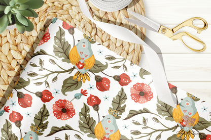 Botanical Floral Bird Wrapping Paper (5 Sheets)