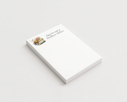 Flowers and Books Personalized Blank Notepad