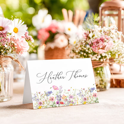 Custom Wildflower Table Folded Table Name Cards