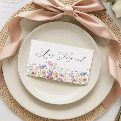 Custom Wildflower Table Folded Table Name Cards
