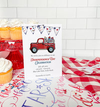 Red Truck Fireworks Fourth of July Invitation