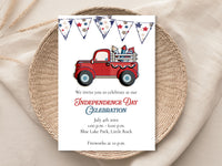 Red Truck Fireworks Fourth of July Invitation