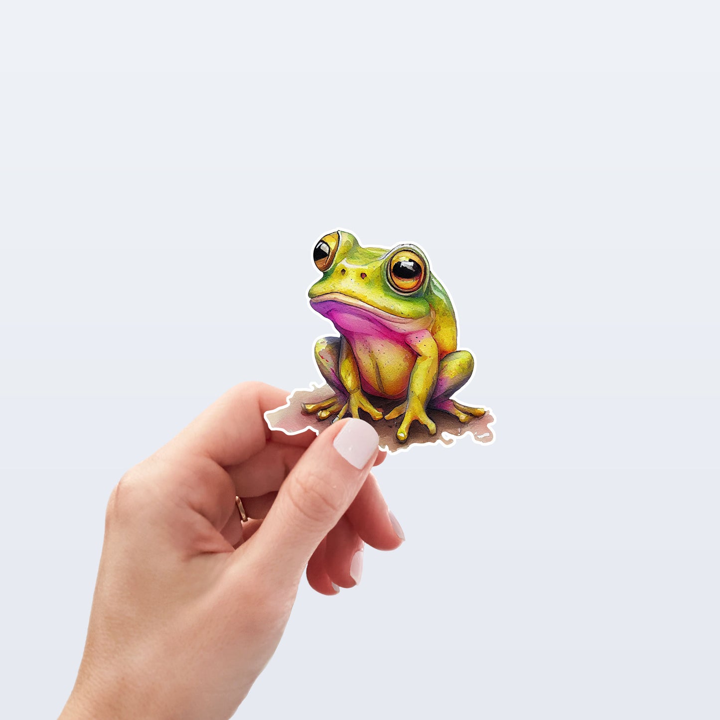 Colorful Tree Frog Kiss-Cut Stickers — Cute Watercolor Animal Laptop Decal