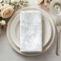 Elegant White Floral Jacquard Napkins (Set of 4) — Reusable Linen Dinner Napkins for Weddings & Holidays