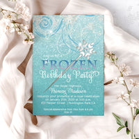 Frozen Princess Blue Ice Queen with Wand Birthday Invitation