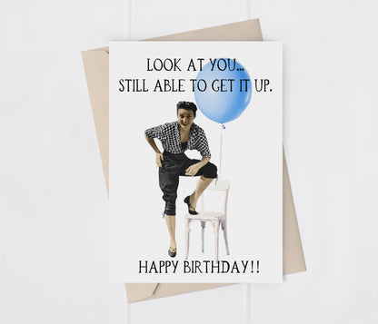 Funny Adult Man's Birthday Retro Greeting Card