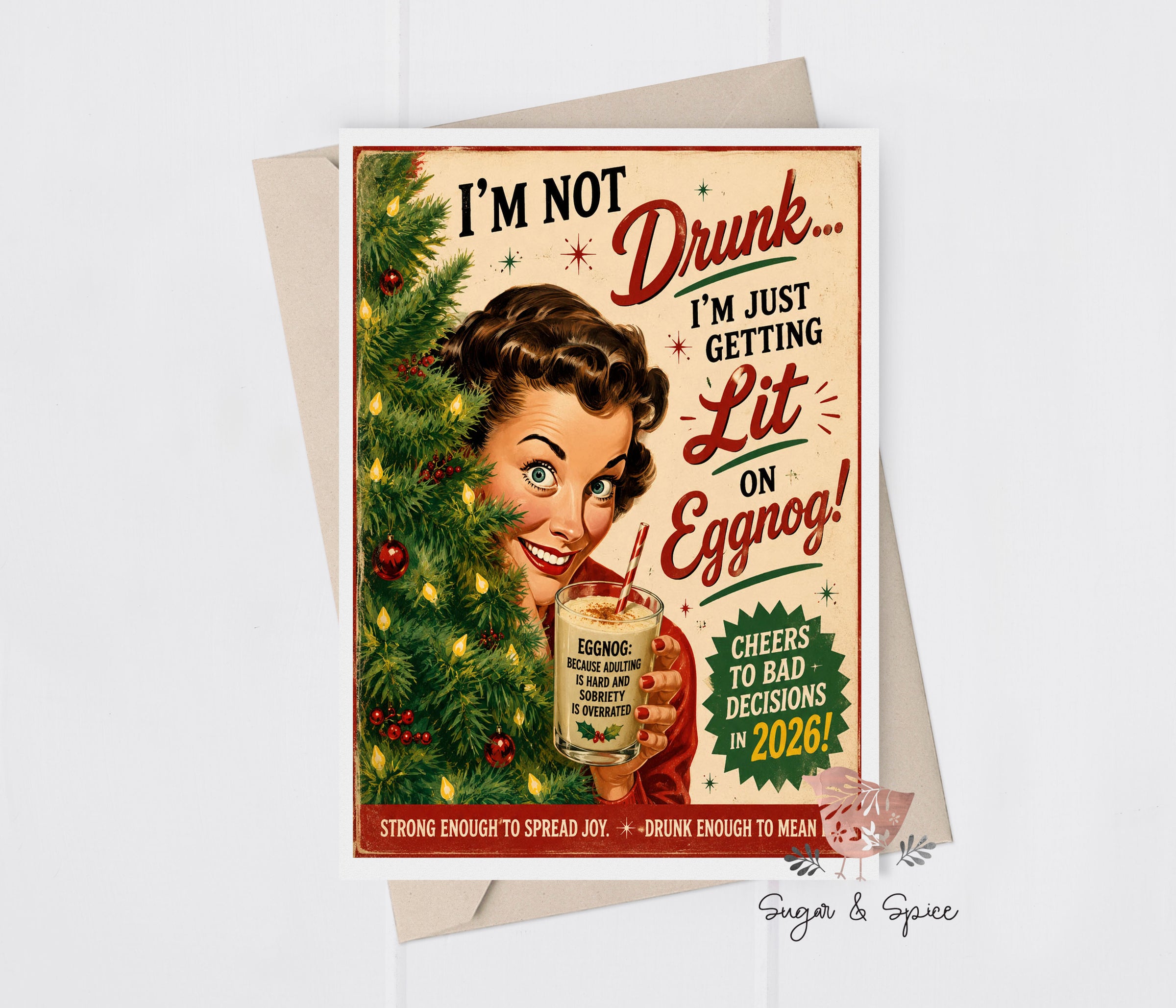 Holiday Eggnog Cheer Adult Funny Greeting Card