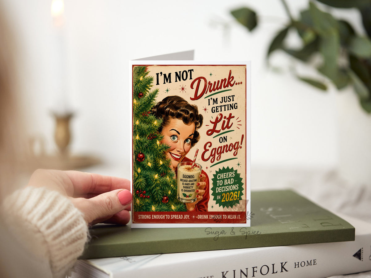 Holiday Eggnog Cheer Adult Funny Greeting Card