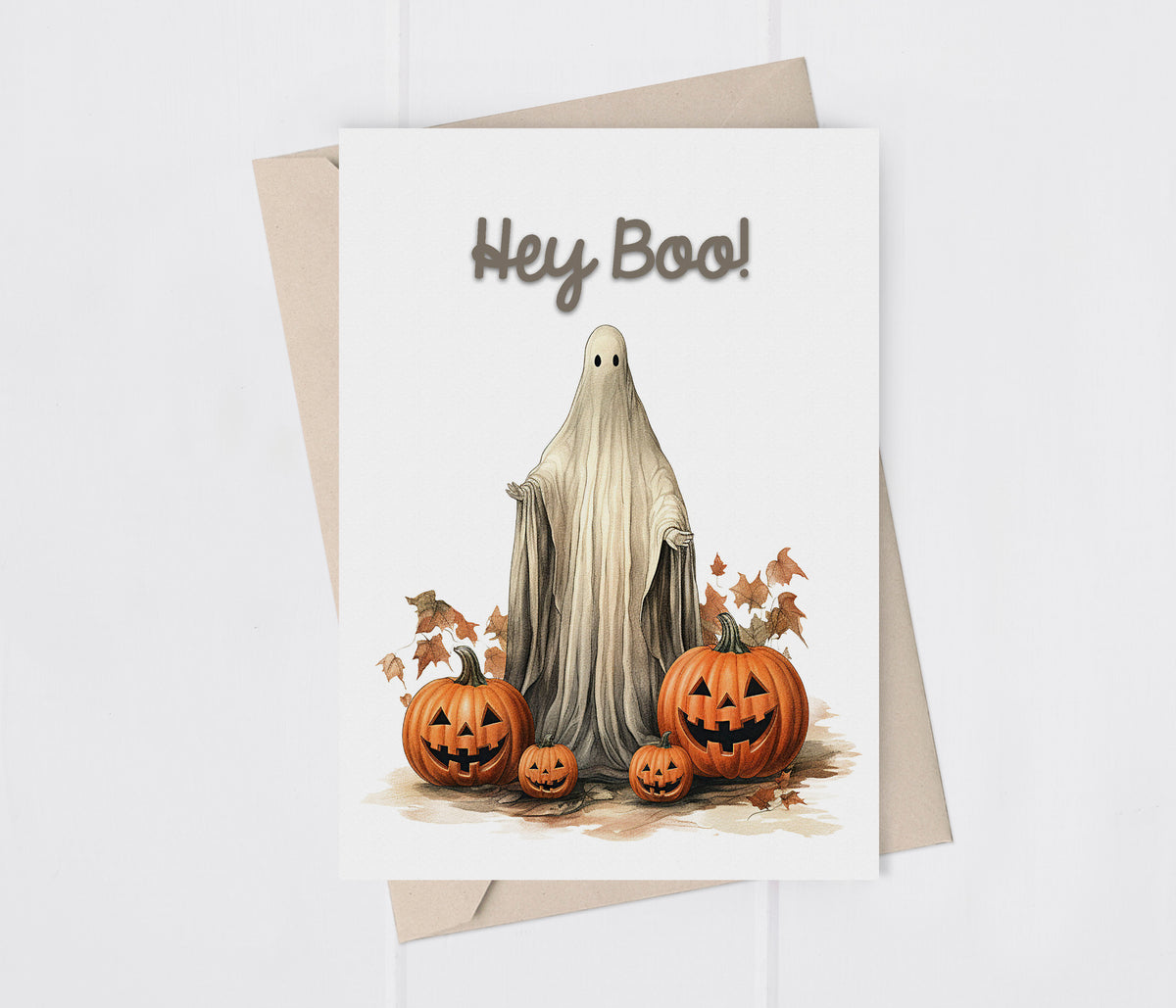 Hey Boo Ghost Halloween Greeting Card