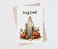 Hey Boo Ghost Halloween Greeting Card